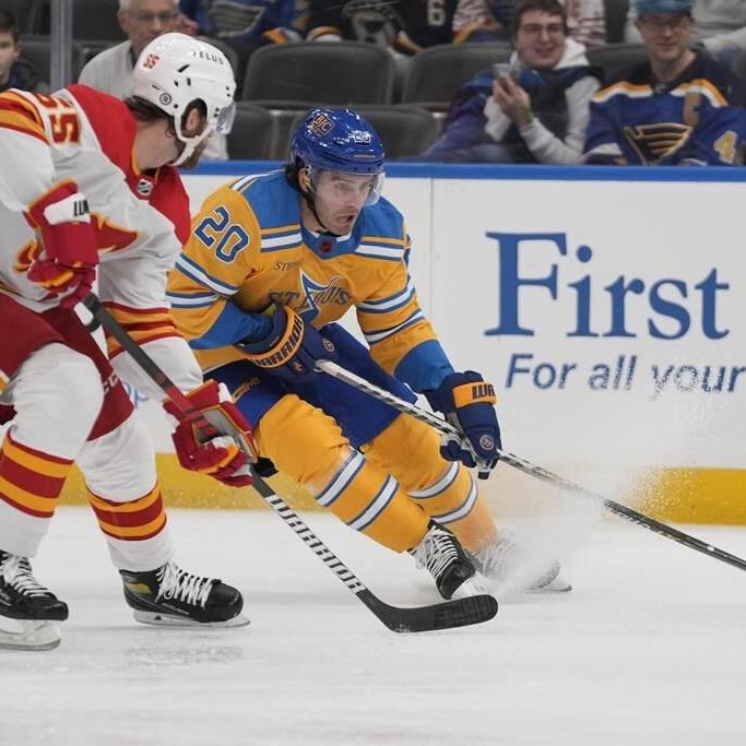 Thomas scores in OT, Blues rally past Flames 4-3